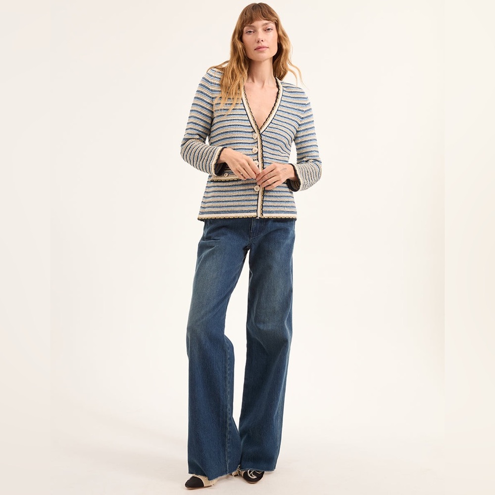NWT $598 Veronica Beard Ceriani Stripe Knit Jacket